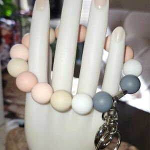 Artisanal Multicolor Silicone Beaded Keychain Bracelet/wristlet